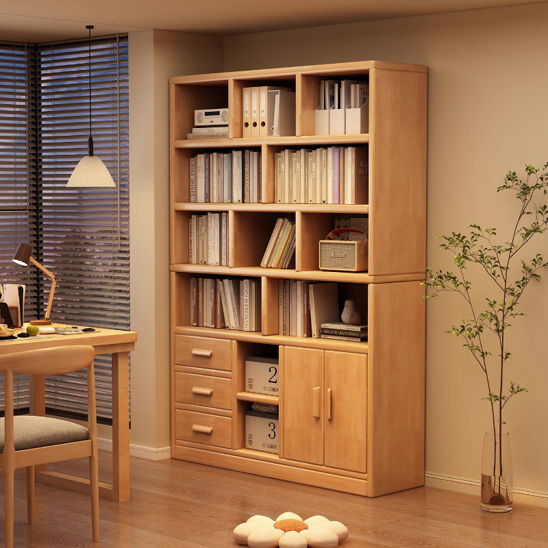 实木书柜置物架一体落地客厅带柜门书架家用柜子绘本收纳柜储物柜,住宅家具,书架,淘宝优惠券,粉丝福利购,淘宝优惠卷