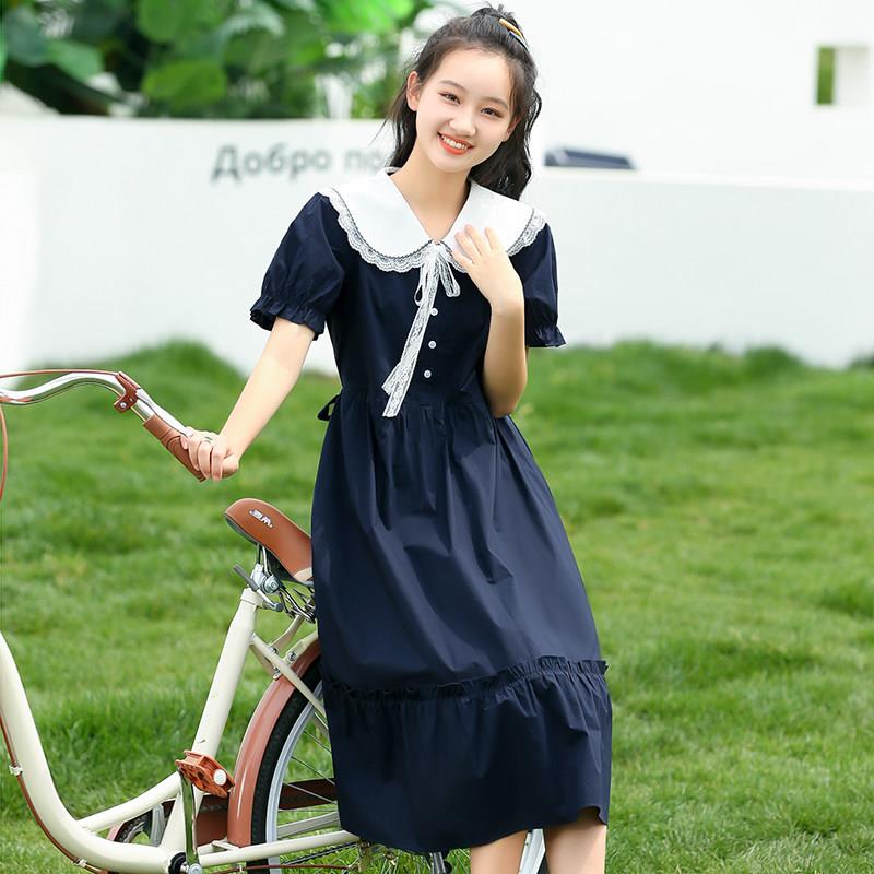 少女生娃领洋装夏季20lxzl-my22娃6新款高中女中夏装初学生大童裙
