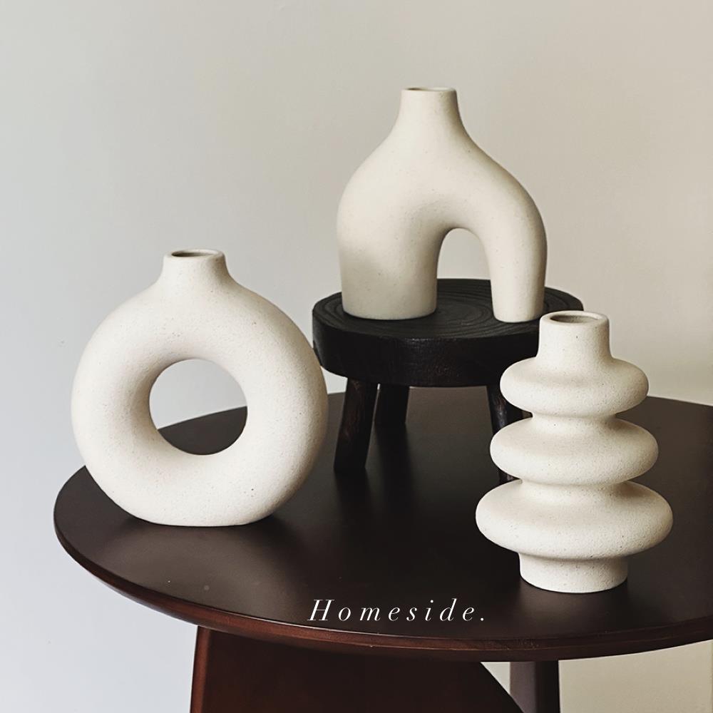 三H装om饰eside侘寂花瓶摆件套装iCHWns素烧陶瓷小花瓶家居品件套