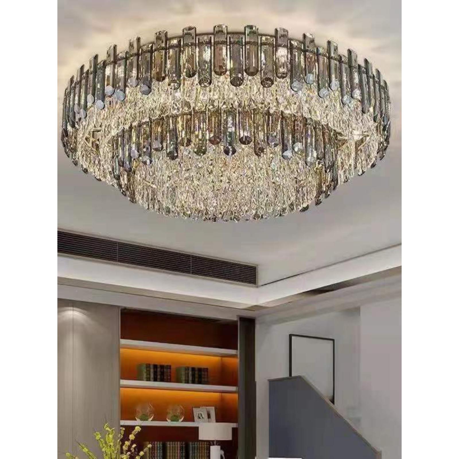 轻形水晶吸灯客厅灯2025年顶新款后现代简约大气HSL-9856奢华圆卧