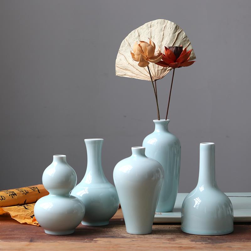 景德镇陶瓷古花家复仿宋青白瓷中式LIE禅意插花花器居客瓶厅装饰