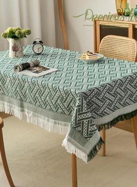 东柏家i ns风法式棉日式纯麻色蕾丝布茶几布高级感210930交长桌布