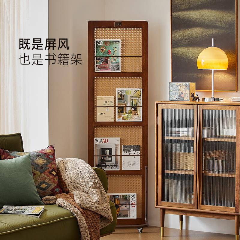 SG100-SN中古风遮隔新中式实木藤编客厅屏风入户正对门挡进门玄关