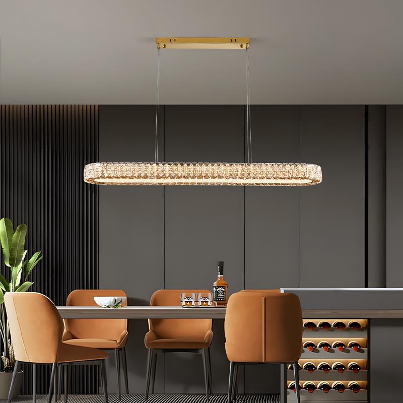 厅帕莎 现PSM6454-代椭轻奢餐吊灯20级25新款高感水晶设计圆餐桌