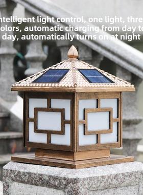 太阳花灯能柱灯，户33350外花园灯，别墅园门柱柱灯，门，户外防