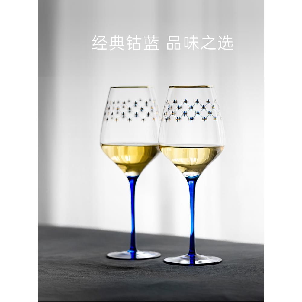 俄皇LOMONOSOV钴蓝晶网红69740458酒杯水玻璃子高脚杯高档送纹礼