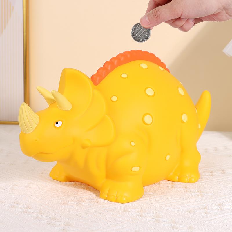 钱大容量2卡通可爱三角三角龙存罐儿童男子纸币硬币防孩摔储钱罐0