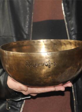 22cm 满月钵颂钵音疗尼泊尔手工铜钵瑜伽SPA理疗佛音碗钵孟摆件磬