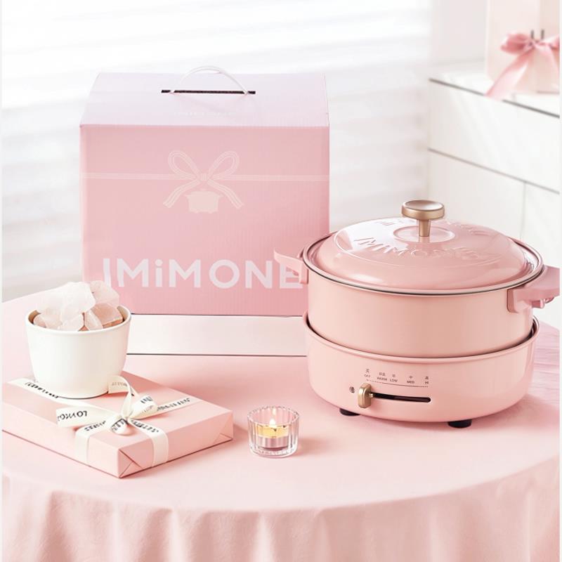 imimone米萌多功能料理锅烤肉一体电火锅专用电锅家用电热煮炒锅