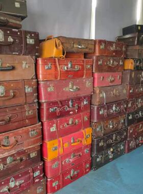 采购产品文化皮革怀旧古董旧物老式行李箱皮革行李箱大型行李箱大