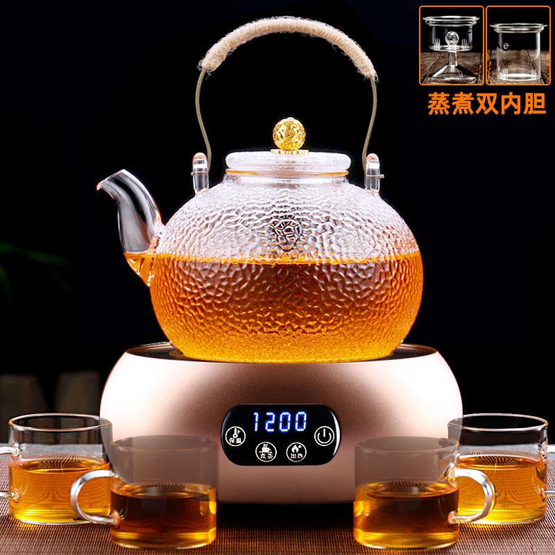 玻璃蒸煮茶壶耐高温煮茶烧水蒸汽家用全自动电陶炉带保温茶具套餐