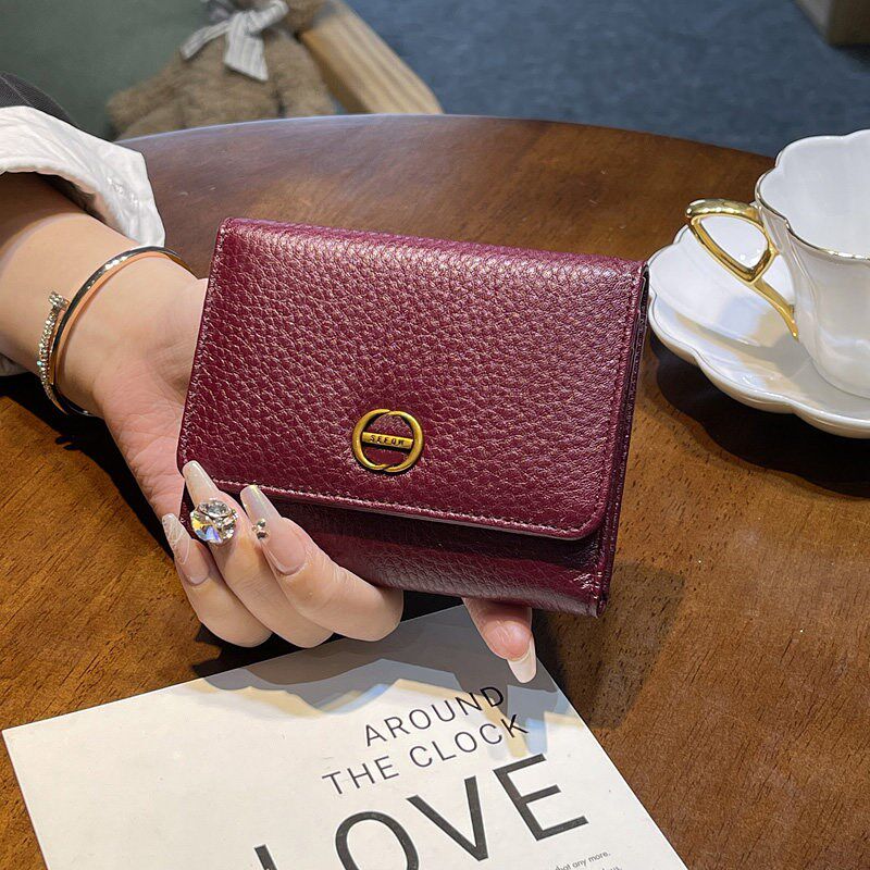 卡包钱包二合一女士2023新款皮夹女生高颜值折叠真皮短款高端精致