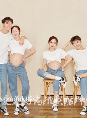 展会新款影楼孕妇服装情侣拍照服装夫妻韩版简约孕妇照主题摄影