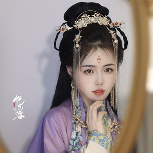 悦己容[清帘意]古风头饰蝶贝长流苏发簪花钿唐宋明制汉服发冠婚嫁