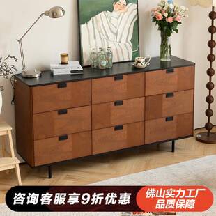 木与舒中古风实木九斗柜卧室床头床尾收纳储物柜客厅靠墙玄关柜子