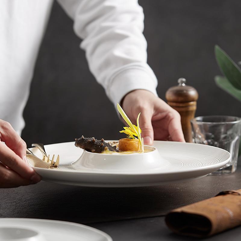 韦斯白色浓汤创意意面沙拉12寸酒店轻奢摆菜碟网红西餐具盘子