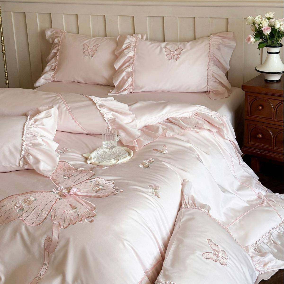 粉黛之恋丨甜美少女心蝴蝶刺绣澳棉四件套纯棉被套床单床品,鲜花速递/花卉仿真/绿植园艺,割草机/草坪机,淘宝优惠券,粉丝福利购,淘宝优惠卷