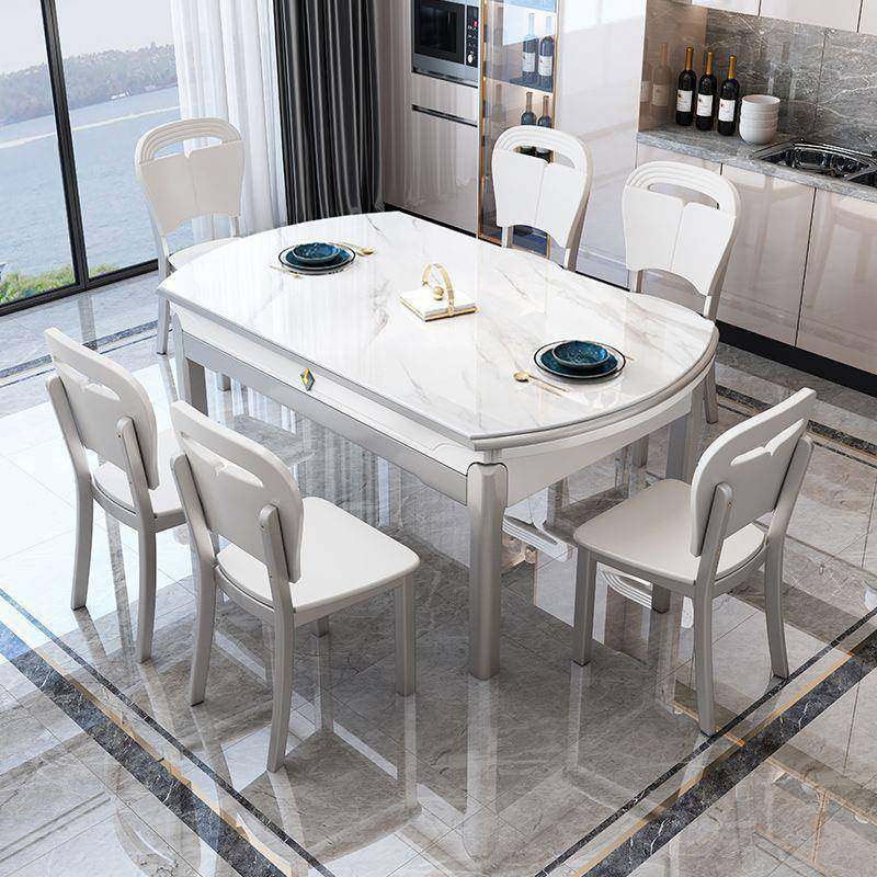 轻奢餐桌椅组合伸缩折叠现代简约小户型可变圆桌家用桌子实木岩板,鲜花速递/花卉仿真/绿植园艺,割草机/草坪机,淘宝优惠券,粉丝福利购,淘宝优惠卷