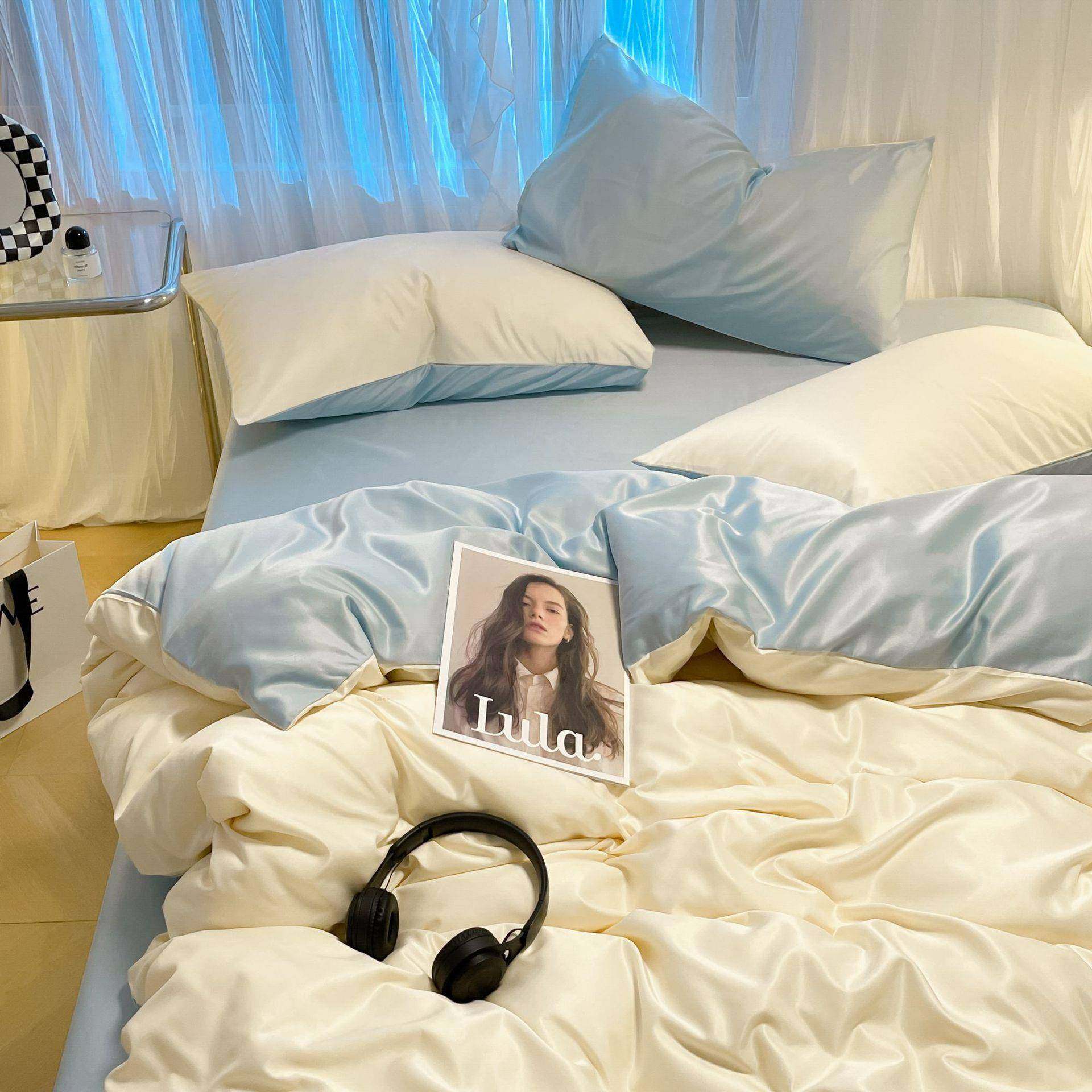 纯色双拼水洗真丝四件套亲肤裸睡床单被套床笠学生宿舍床上三件套,鲜花速递/花卉仿真/绿植园艺,割草机/草坪机,淘宝优惠券,粉丝福利购,淘宝优惠卷