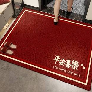 红色入户门地垫玄关防滑脚垫新年入门门垫进门门口家用比利时绒