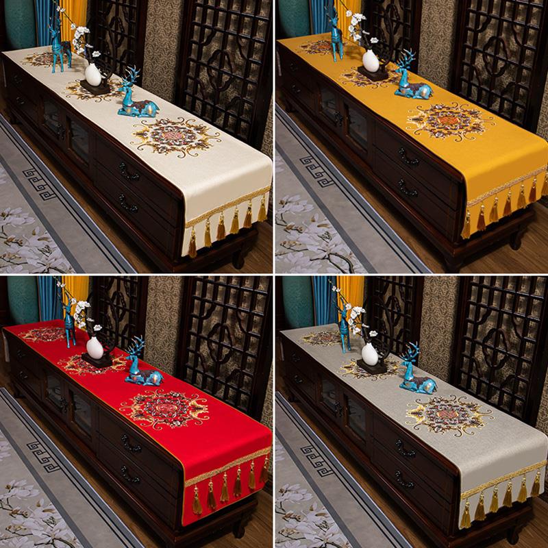 式中餐桌垫桌茶几桌布茶席电视柜台家布艺长URY方形用旗盖布防尘