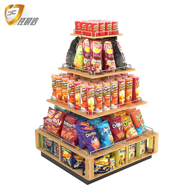 晨JCX-CXZS市信促销台展示架利店超母婴店中岛多佳功能实便木纹理