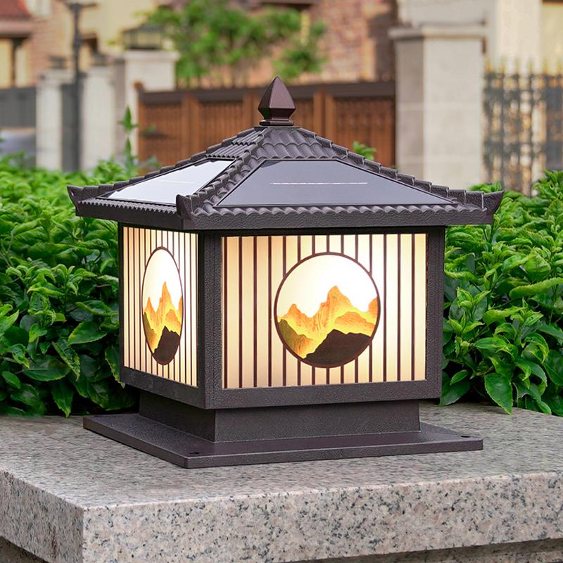 太阳能柱头灯庭院柱别门墅大门两侧柱太阳能柱子灯户外防水户垛入