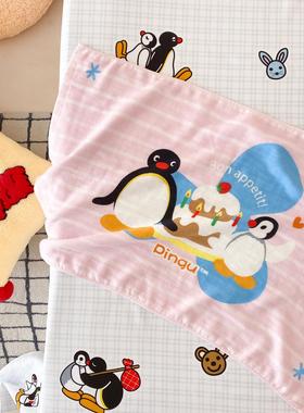 OXX富商店 x Ping 山正版名 可爱绿色波点企鹅家族全棉枕联u巾毛