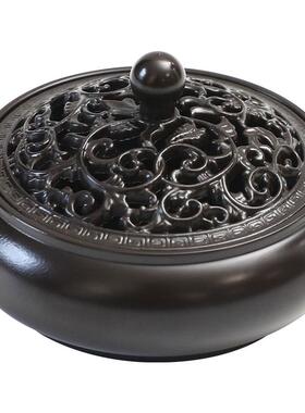 中紫ZD60023巅 香炉纯黄家用香炉室内盘香炉檀仿古式供佛铜熏香香