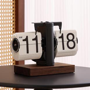 覆古级高自动机饰械翻HBH-翻页页时钟桌面玄摆件客厅电视柜关装摆