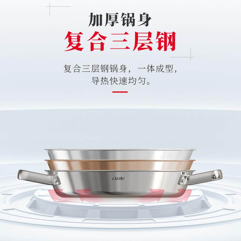 【皓月煎煎锅】喜时陶瓷c不粘不通锈钢平底cizzle\/锅26m家用燃气