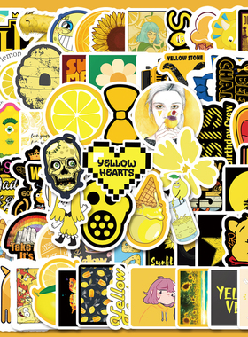 69张黄色卡通小清新行李箱笔记本平板电脑手机涂鸦防水手账贴纸