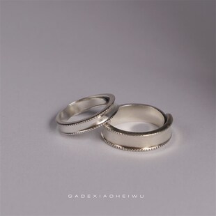 呷的小黑屋纯银999戒指情侣对戒高级小众百搭戒指抛光工艺情人节