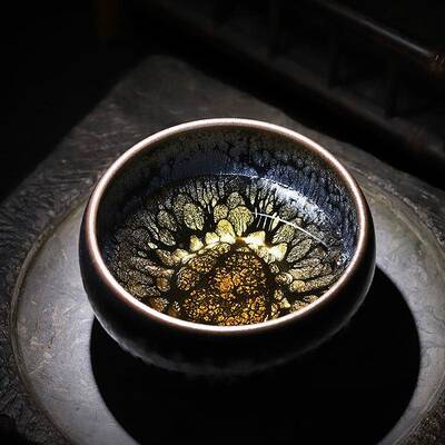 盏建阳黑釉黑牡杯丹建盏茶瓷杯茶具铁GCY胎原陶纯手工主人茶盏矿