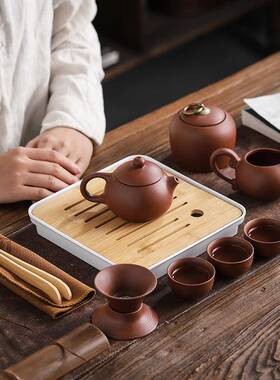 紫砂日10562式茶具套装功夫茶具喝茶壶装家用简便约套茶禅意盘携
