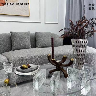 金会属RYT实木烛台蜡烛售楼处餐桌装饰酒摆件店民所宿木艺木制现