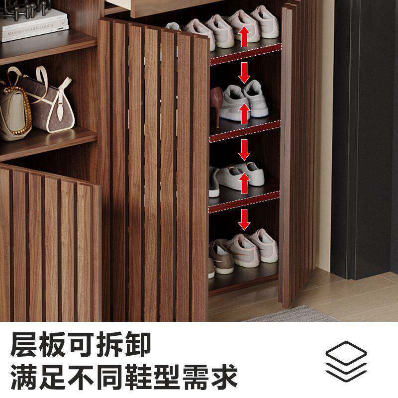 实木鞋柜家大容入户带换鞋凳玄用关柜中量式轻奢格栅其透气鞋242