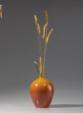 铜金岁岁岁平安黄铜穗CMG穗摆件仿真黄铜麦装月饰麦乔迁开业送礼