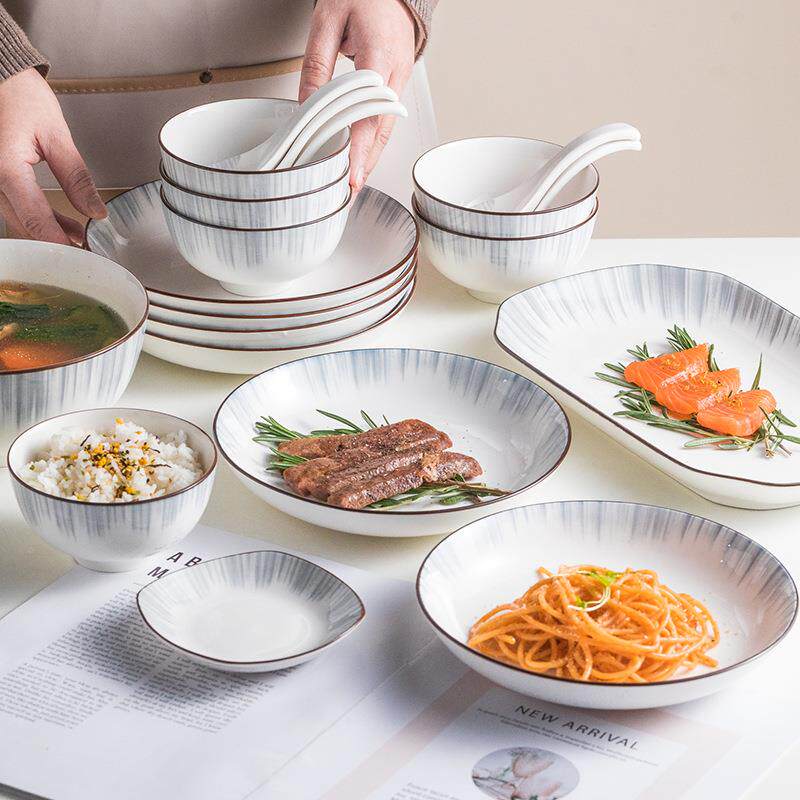 北欧碗碟套装无品牌/陶瓷碗汤碗家用子碗餐具创意盘碗筷组合盘饭