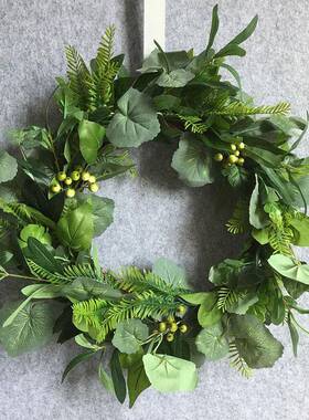 亚马逊卖绿色5植0厘米仿真绿蕨浆果环门橱窗挂件花装饰拍摄JR1088