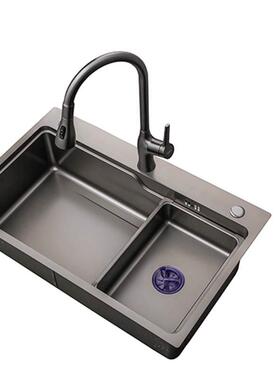 厨房不锈钢洗加菜盆厚水槽枪灰色65602洗碗盆洗菜池手工母子大单