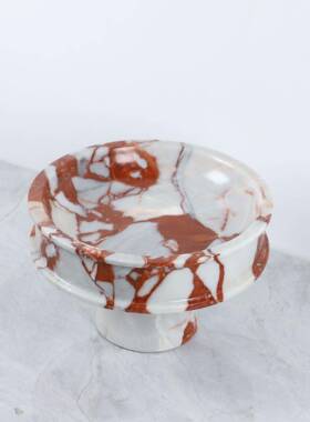 轻奢天然理石大VCY高脚板托盘餐桌酒店样高档果盘点心蛋间糕盘展