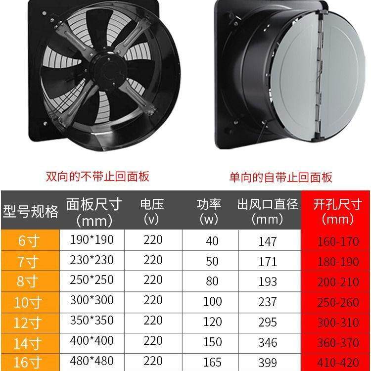 双向排气PFK气扇厨房家用简易油抽烟机排风排机风扇换扇工业抽风