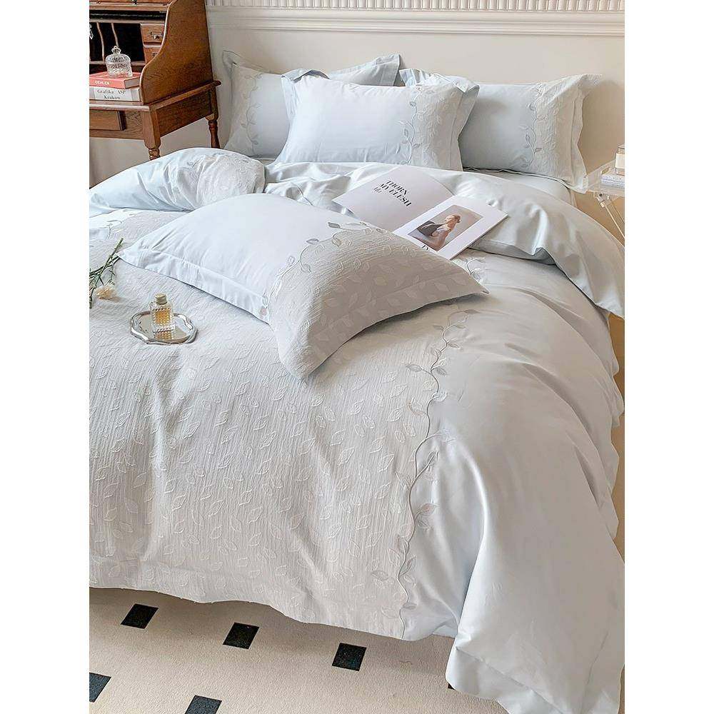 小清新100支长绒棉纯棉四件套植物刺绣全棉拼接贴纱被套床上用品,电子元器件市场,其它元器件,淘宝优惠券,粉丝福利购,淘宝优惠卷