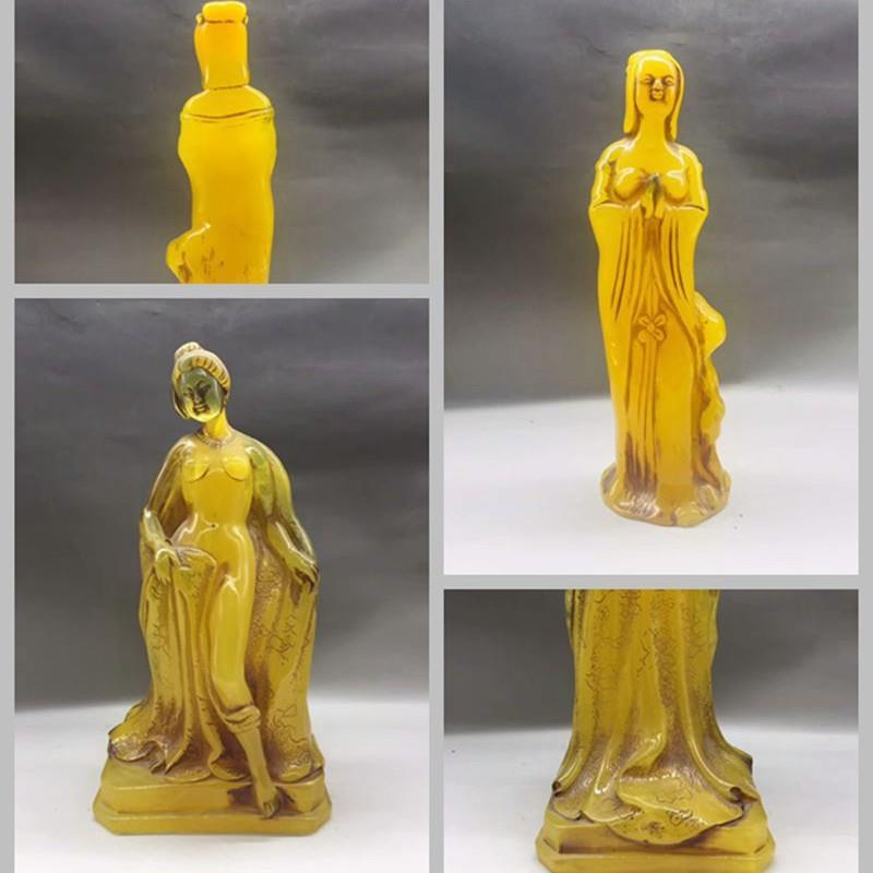 琥珀金珀蜜蜡杨贵妃摆件 家居卧室装饰古风工艺人物古典美女