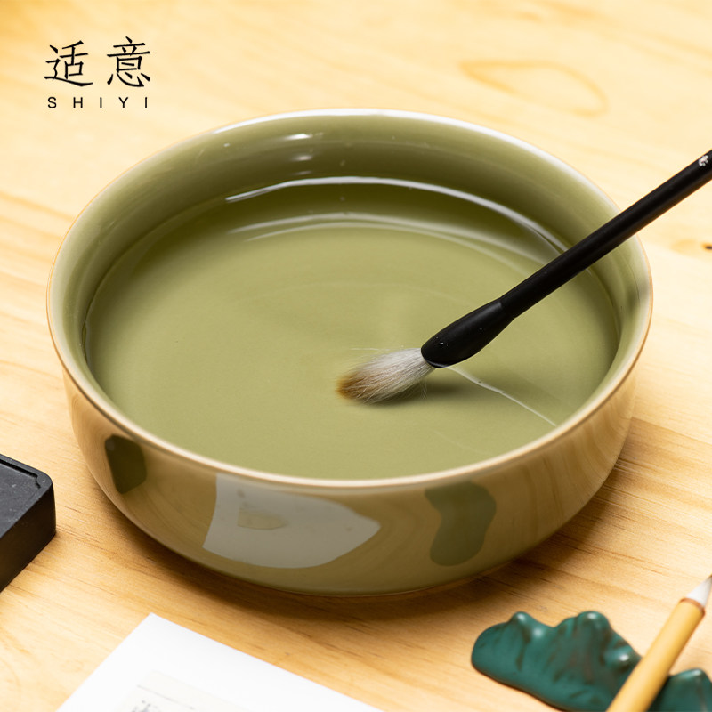 适意翠羽陶瓷笔洗茶洗大号特大号茶具配件洗茶碗茶道零配水盂水洗