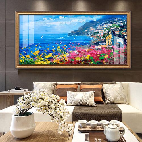 客厅装饰画沙发背景墙壁画美式油画大海风景画卧室挂画餐厅墙画