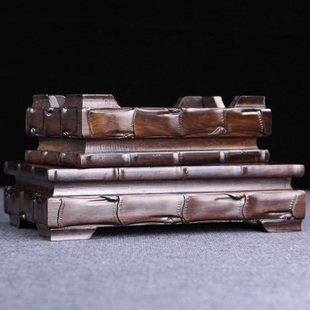 黑檀木底座实木雕刻工艺品摆件长方形石头底座花盆木佛像托架底座