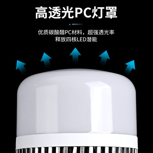 led灯泡E27螺口大功率厂房车间工地强光照明灯200W超亮节能球泡灯