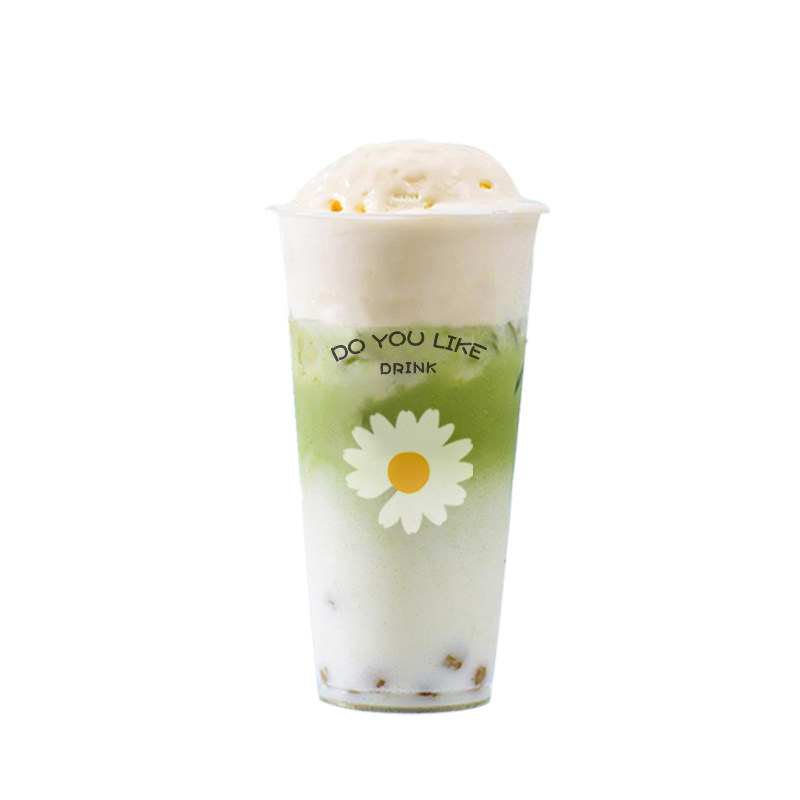 90口径一次性磨砂注塑杯网红奶茶果汁饮料塑料打包带盖子定制logo